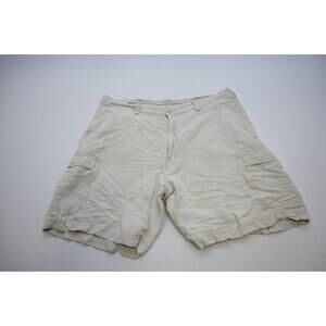 Cubavera Linen Rayon Hawaiian Cargo Shorts Relaxed Beige Flat Mens Size 38